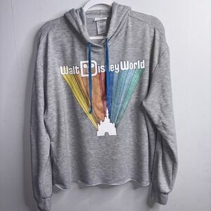 Walt Disney World Rainbow Castle Cropped Hi-Low Hoodie Size Large